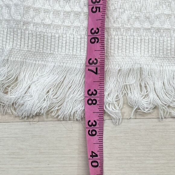 Vintage Baby Kisses Acrylic Blanket White Blue Ribbon Waffle Weave Fringe - Picture 5 of 9